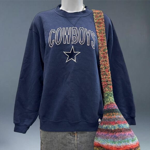 Vintage Russell Athletic Dallas Cowboys Sweatshirt Youth XL USA Navy Crewneck - Picture 1 of 7